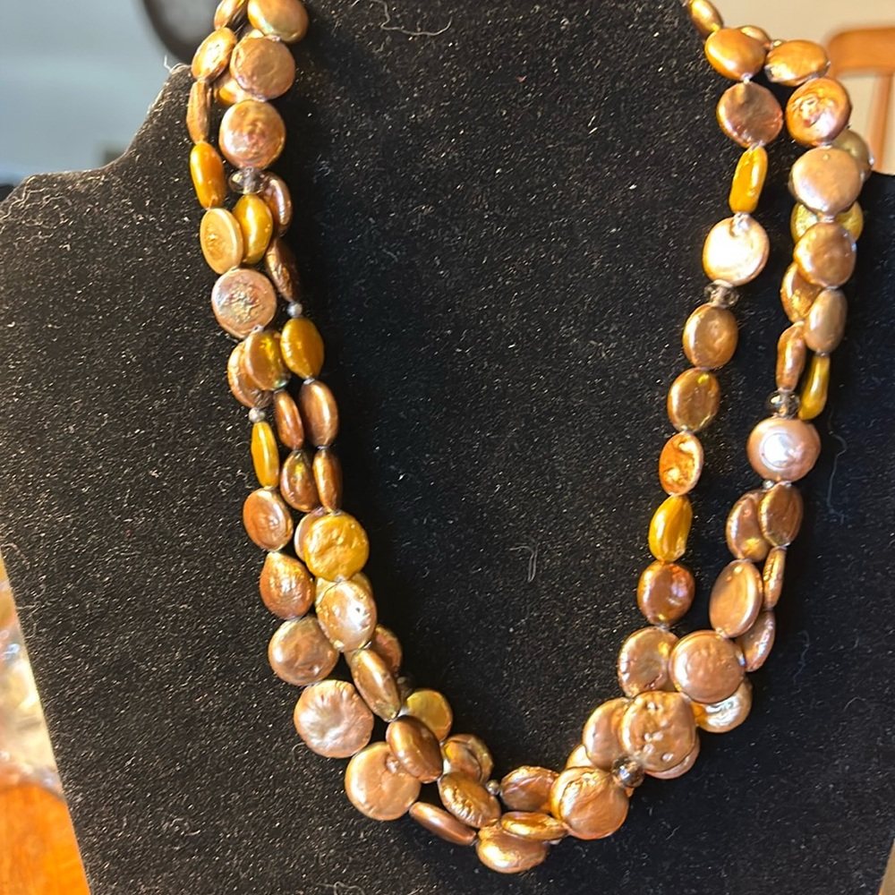 Vintage Button Pearl Necklace